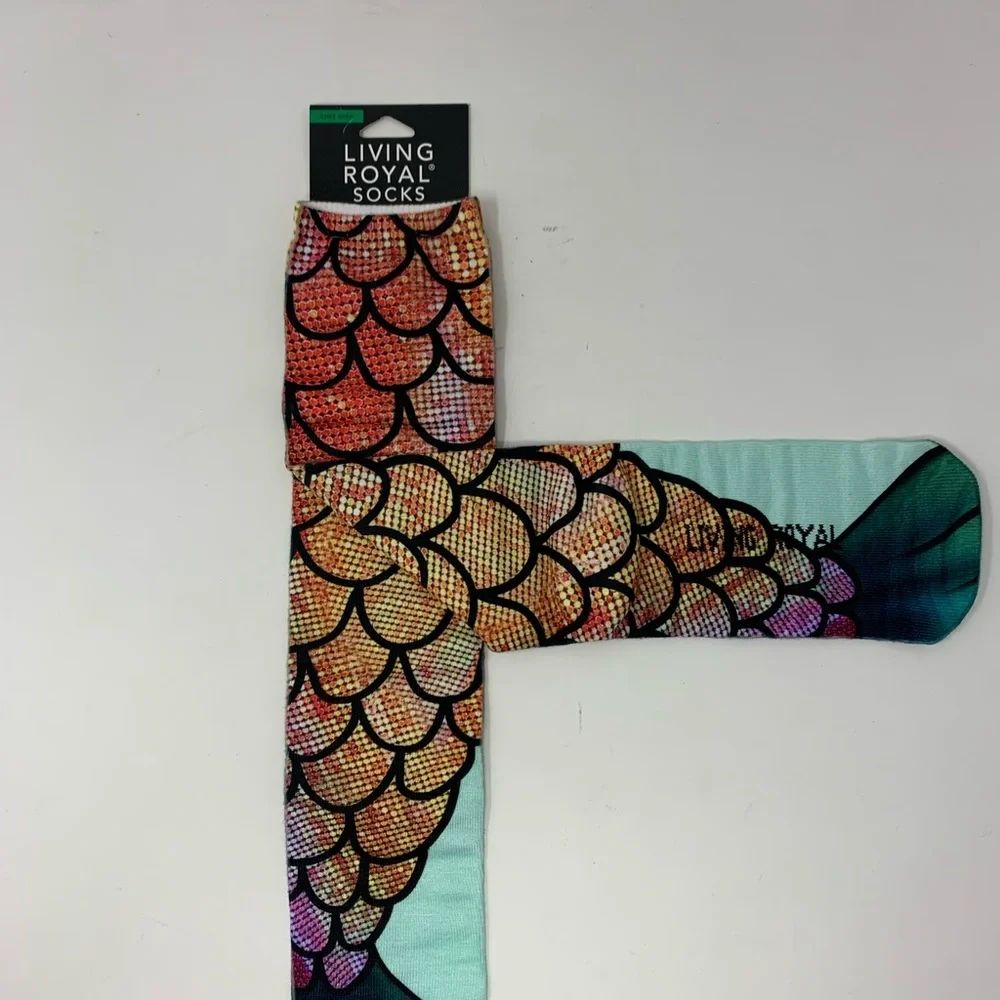 Living Royal Mermaid Unisex Knee High Socks Rainbow New One Size Q1